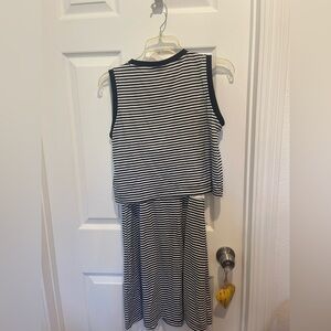 gap navy blue and White Striped Sleeveless 2-piece Dress small